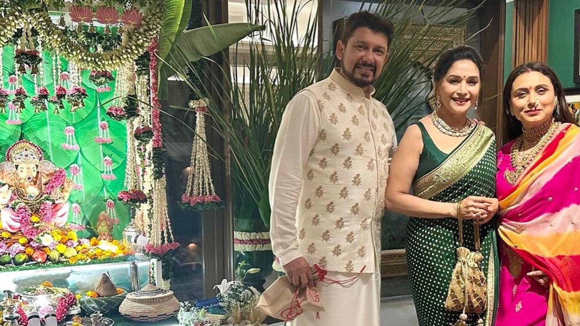 Madhuri Dixit and Lezelle Dsouza Wearing Banarasi Sarees