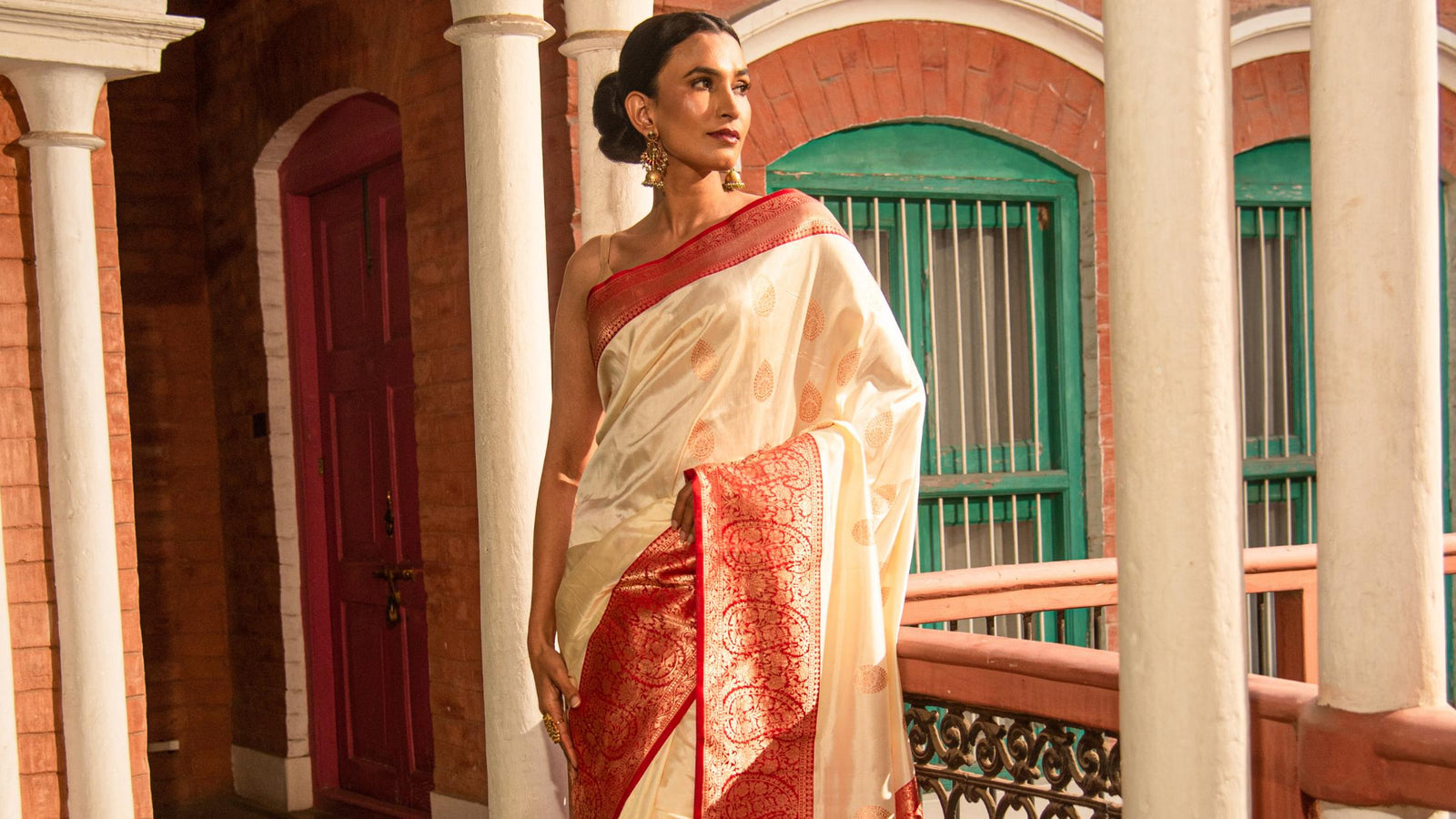 How to style White Banarasi Silk sarees