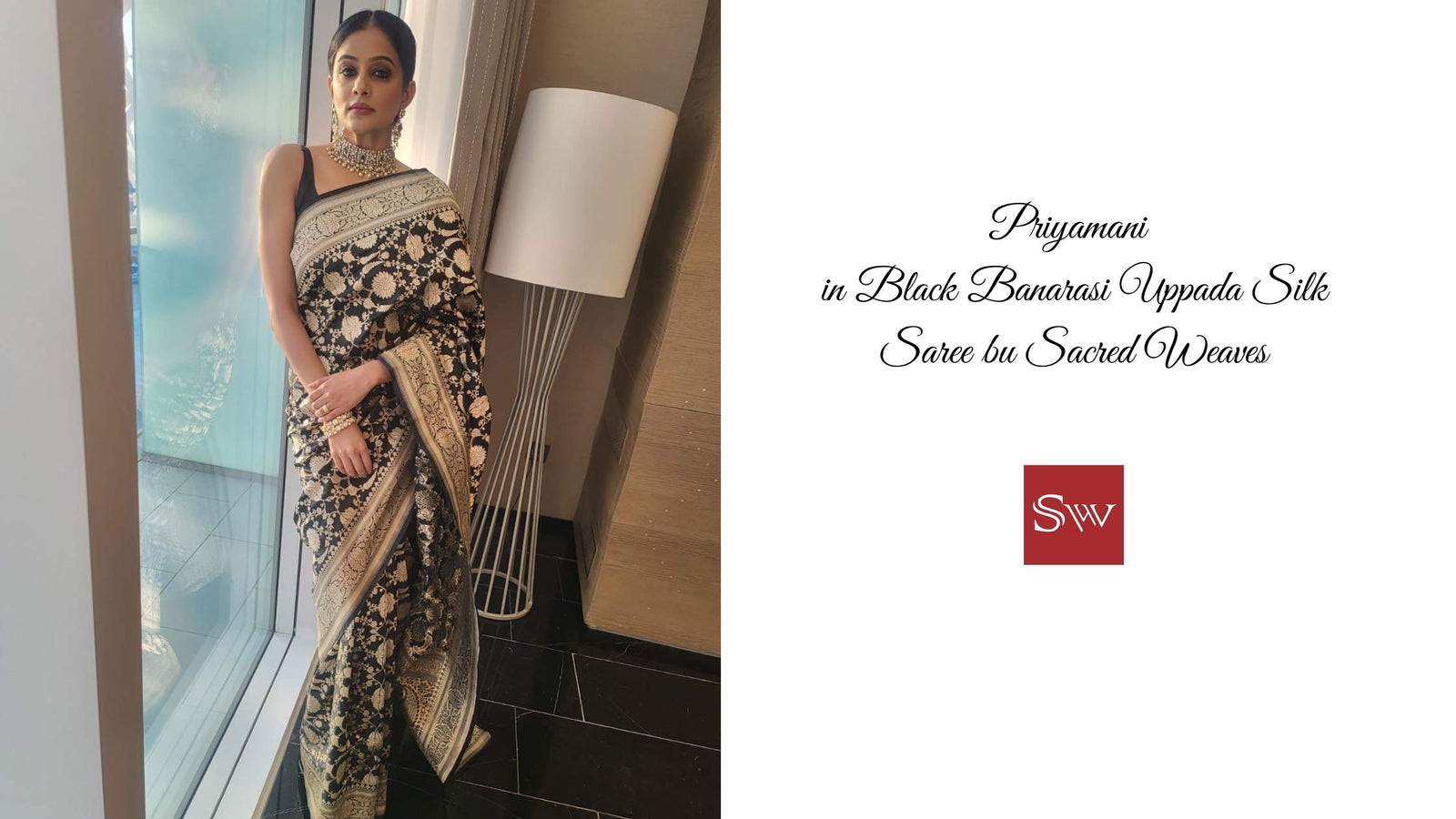 Priyamani in Black Uppada Silk Saree