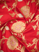 Red Jaal Katan Silk Handloom Banarasi Saree - Sacred Weaves