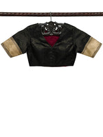 Black Satin Tissue Silk Banarasi Ready-Made Blouse - Sacred Weaves