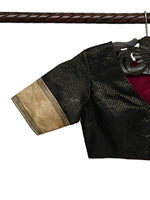 Black Satin Tissue Silk Banarasi Ready-Made Blouse - Sacred Weaves