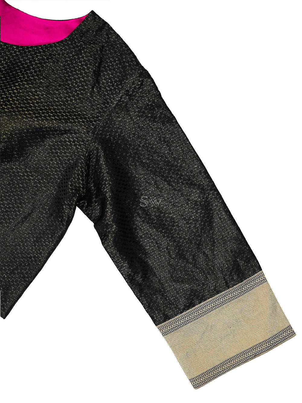 Black Satin Tissue Handloom Banarasi Jacket - Sacred Weaves