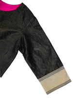 Black Satin Tissue Handloom Banarasi Jacket - Sacred Weaves