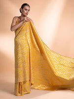 Yellow Shikargah Brocade Katan Silk Handloom Banarasi Saree