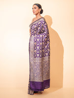 Dark Purple Meenakari Uppada Katan Silk Handloom Banarasi Saree - Sacred Weaves