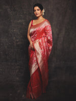 Pink Meenakari Uppada Katan Silk Handloom Banarasi Saree - Sacred Weaves