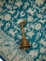 Teal Green Shikargah Katan Silk Handloom Banarasi Saree - Sacred Weaves
