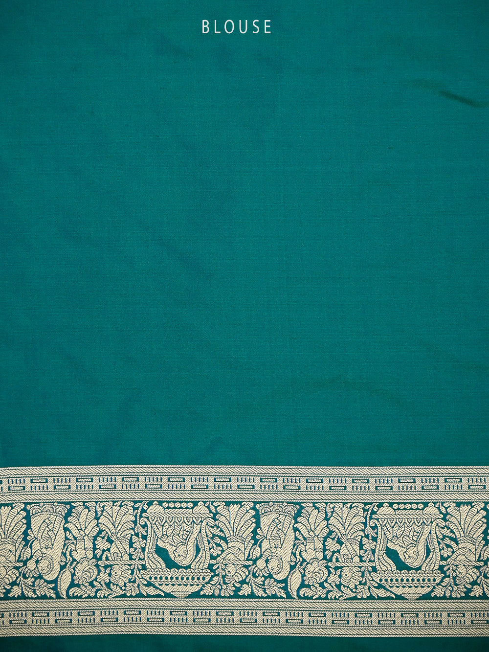 Teal Green Shikargah Katan Silk Handloom Banarasi Saree - Sacred Weaves