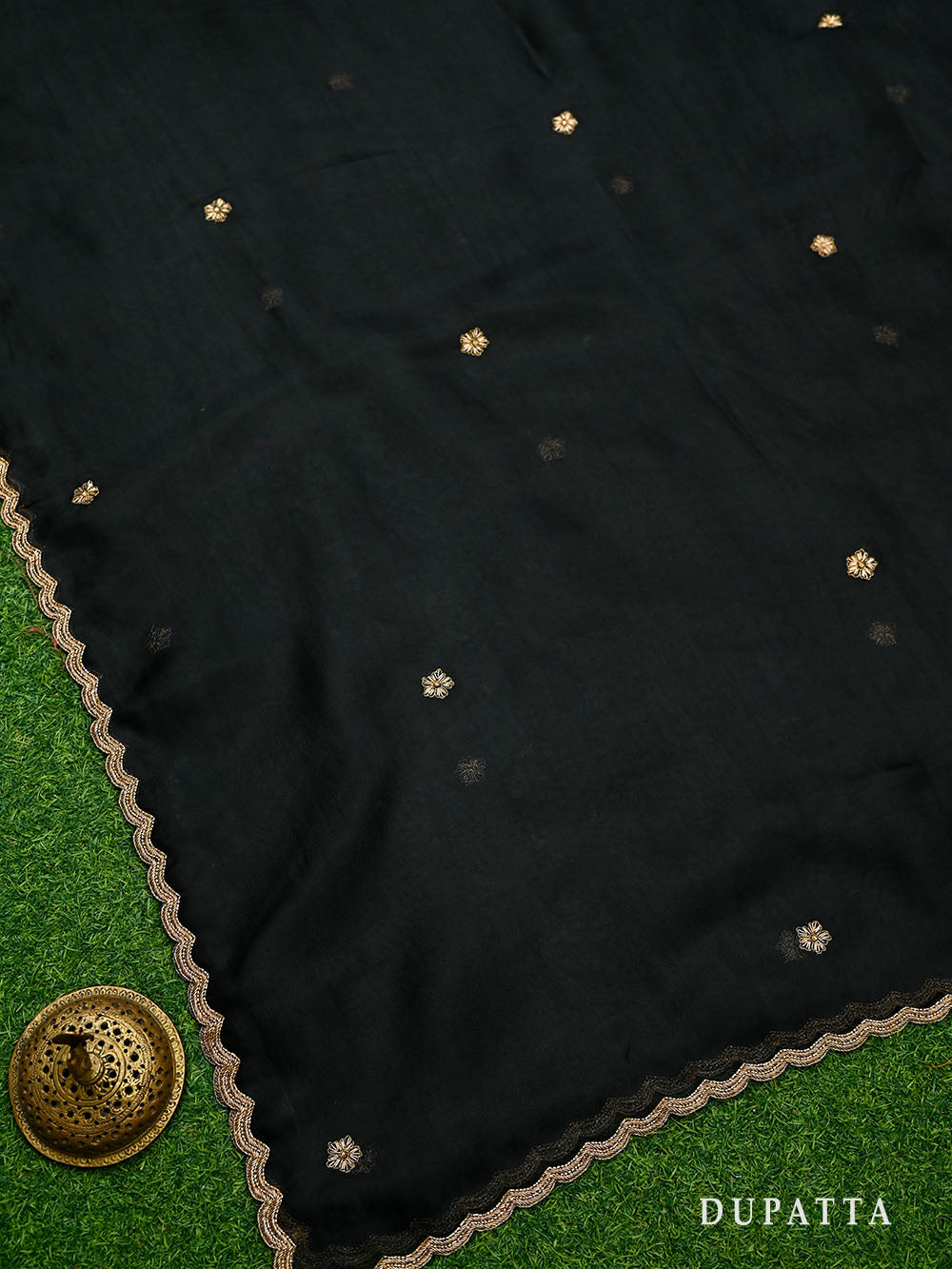 Black Silk Handloom Banarasi Lehenga - Sacred Weaves