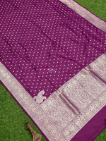 Purple Konia Katan Silk Handloom Banarasi Dupatta