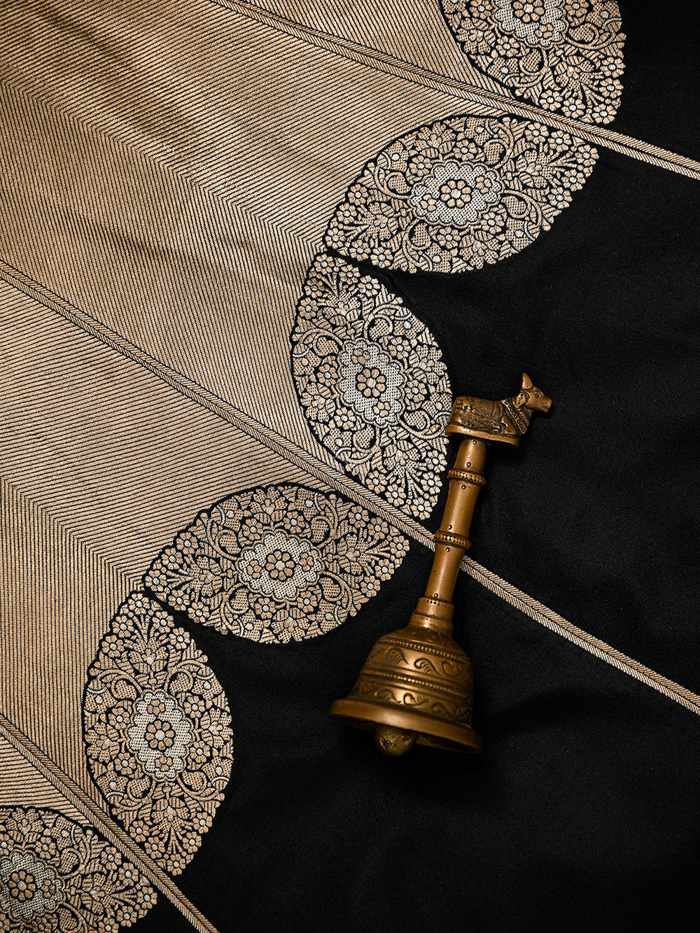 Black Silk Handloom Banarasi Lehenga - Sacred Weaves