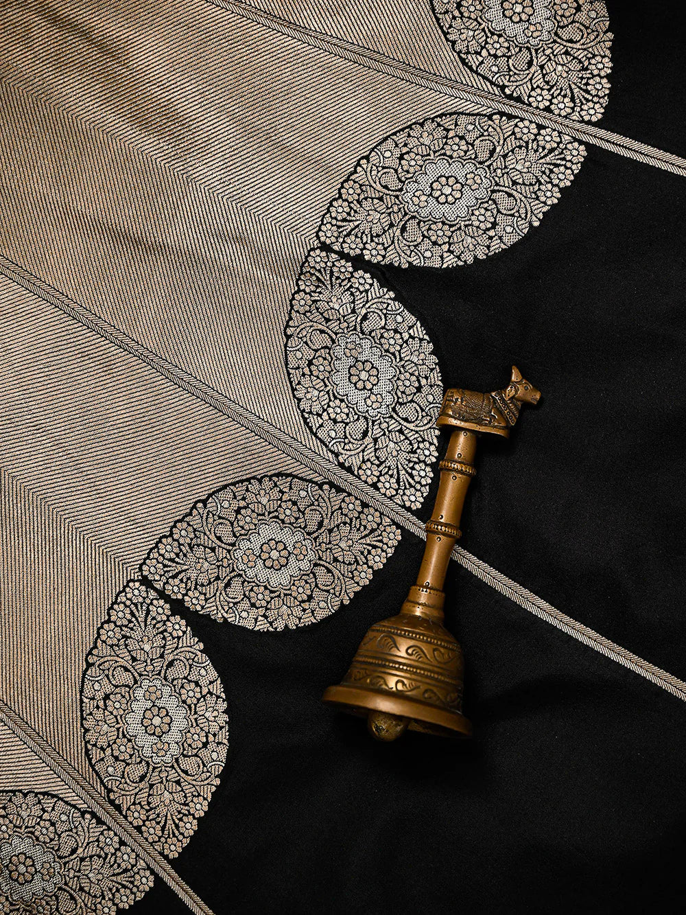 Black Silk Handloom Banarasi Lehenga - Sacred Weaves