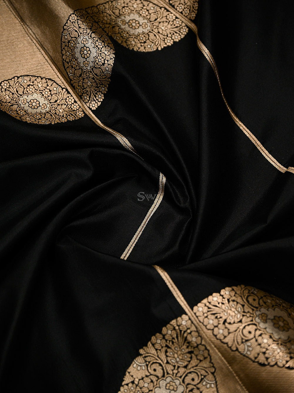 Black Silk Handloom Banarasi Lehenga - Sacred Weaves