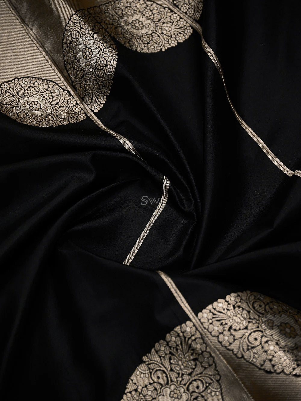 Black Silk Handloom Banarasi Lehenga - Sacred Weaves