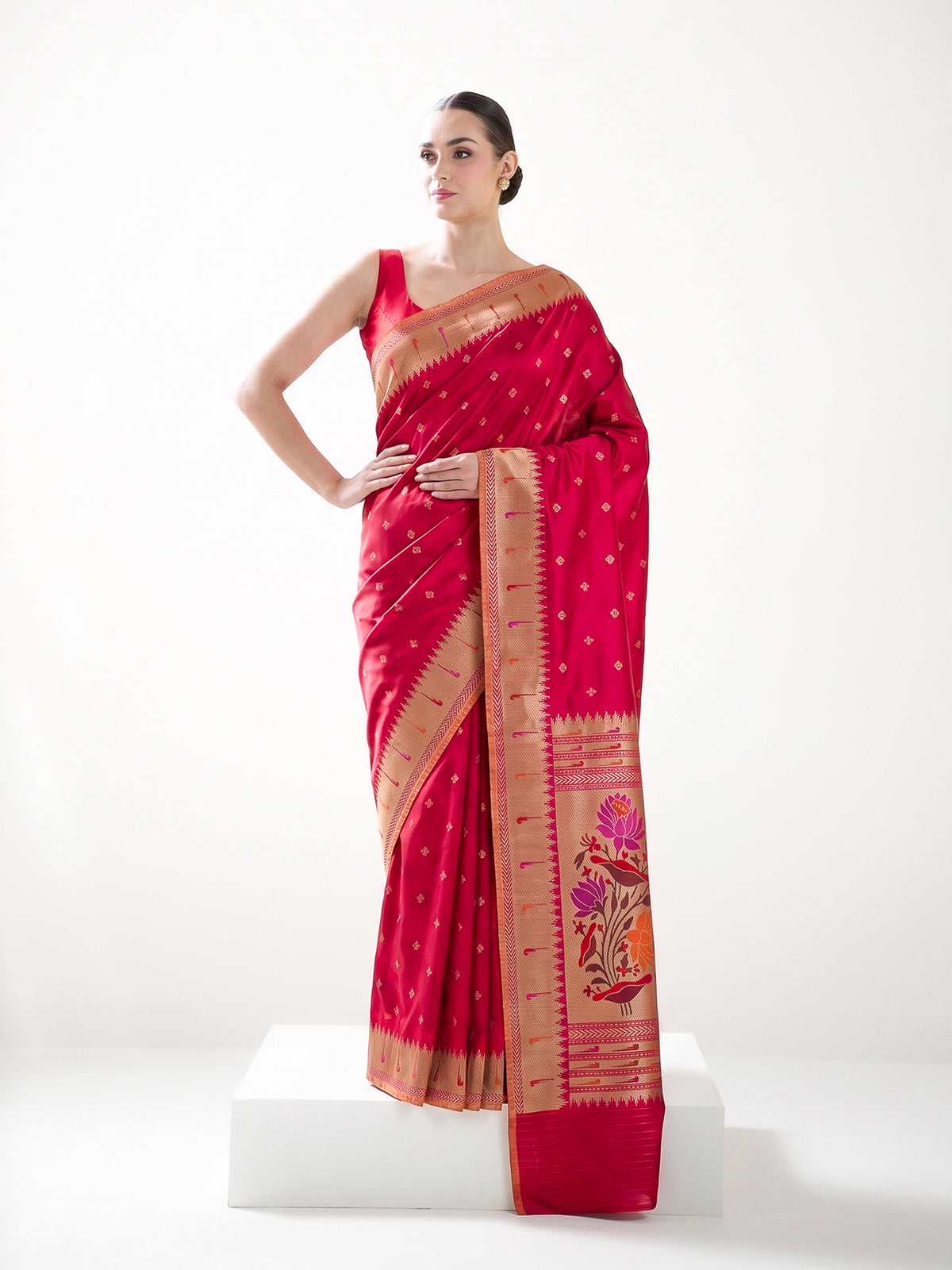 Dark Pink Paithani Katan Silk Handloom Banarasi Saree