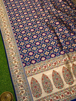 Blue Paithani Meenakari Katan Silk Handloom Banarasi Saree - Sacred Weaves