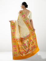 Cream Booti Paithani Katan Silk Handloom Banarasi Saree - Sacred Weaves