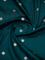 Teal Green Booti Konia Tussar Silk Handloom Banarasi Saree - Sacred Weaves