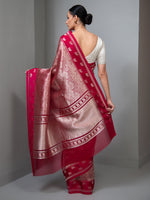 Dark Pink Silk Brocade Handloom Banarasi Saree