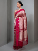 Dark Pink Silk Brocade Handloom Banarasi Saree