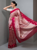 Dark Pink Silk Brocade Handloom Banarasi Saree