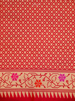 Wine Paithani Katan Silk Handloom Banarasi Saree - Sacred Weaves