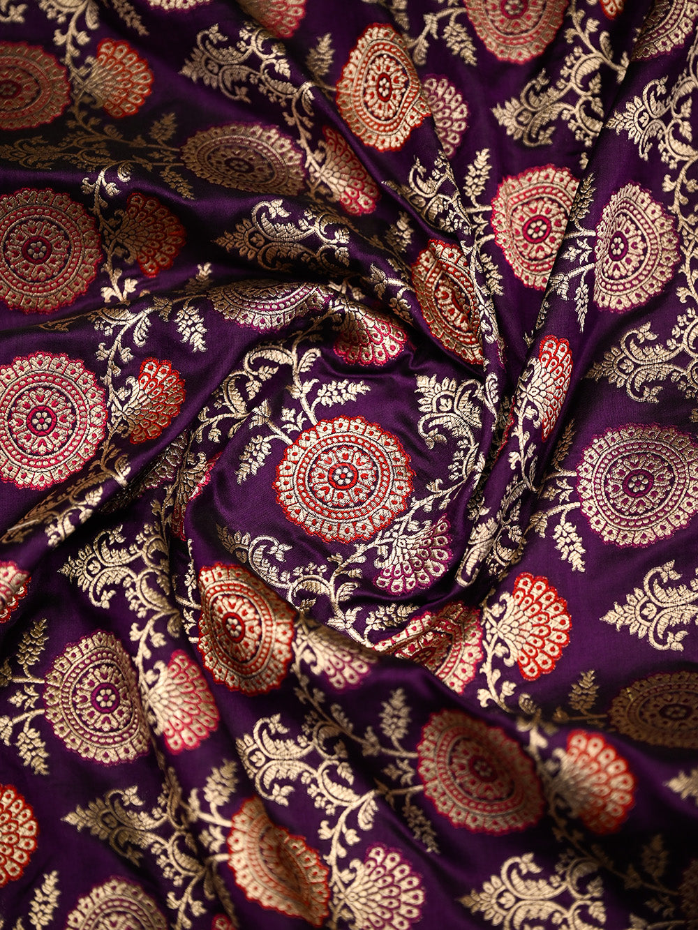 Dark Purple Meenakari Uppada Katan Silk Handloom Banarasi Saree - Sacred Weaves