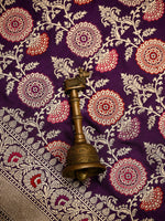 Dark Purple Meenakari Uppada Katan Silk Handloom Banarasi Saree - Sacred Weaves