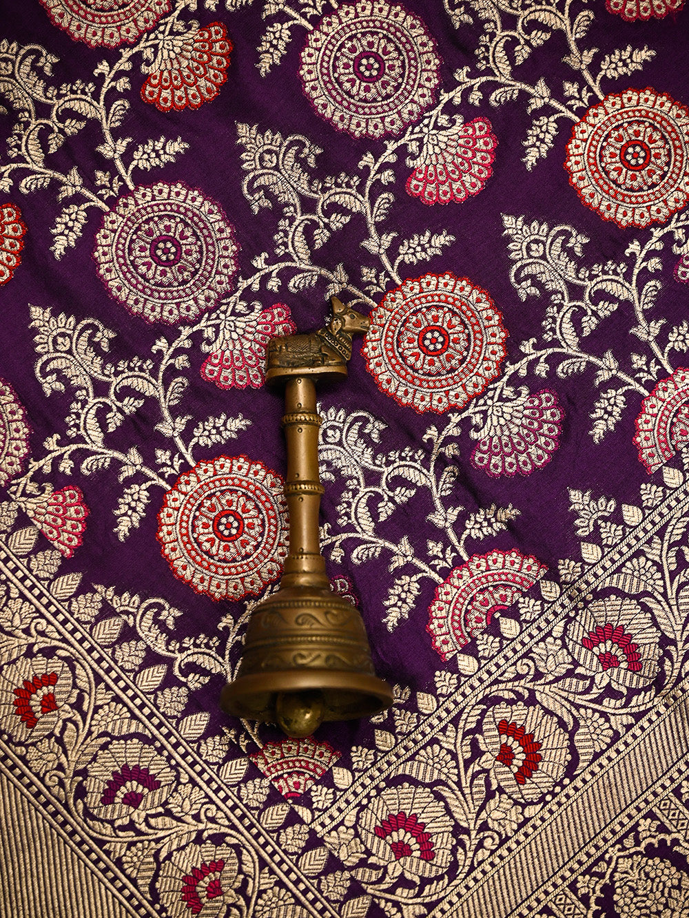 Dark Purple Meenakari Uppada Katan Silk Handloom Banarasi Saree - Sacred Weaves