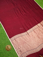 Dark Wine Booti Organza Handloom Banarasi Saree