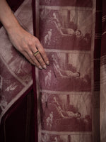 Wine Stripe Silk Handloom Banarasi Saree