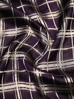 Purple Check Silk Handloom Banarasi Saree