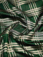 Dark Green Check Silk Handloom Banarasi Saree