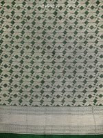 Dark Green Check Silk Handloom Banarasi Saree