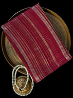 Dark Magenta Stripe Silk Handloom Banarasi Saree