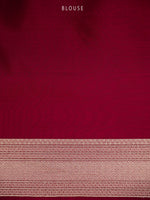 Dark Magenta Stripe Silk Handloom Banarasi Saree