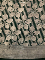 Bottle Green Stripe Silk Handloom Banarasi Saree