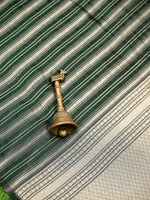 Bottle Green Stripe Silk Handloom Banarasi Saree