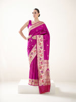 Magenta Paithani Katan Silk Handloom Banarasi Saree