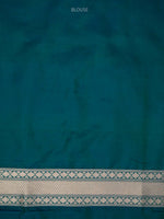 Teal Blue Jaal Uppada Katan Silk Handloom Banarasi Saree - Sacred Weaves