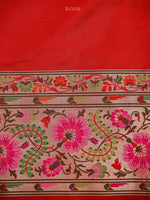 Red Paithani Katan Silk Handloom Banarasi Saree - Sacred Weaves