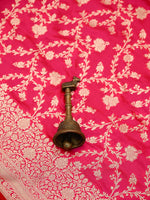 Pink Red Jaal Uppada Katan Silk Handloom Banarasi Saree - Sacred Weaves