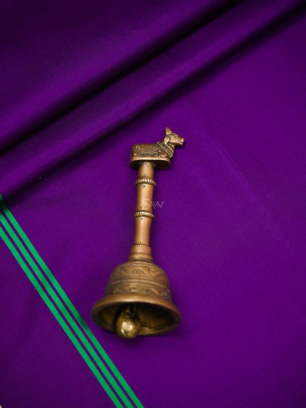Purple Plain Satin Silk Handloom Banarasi Saree - Sacred Weaves