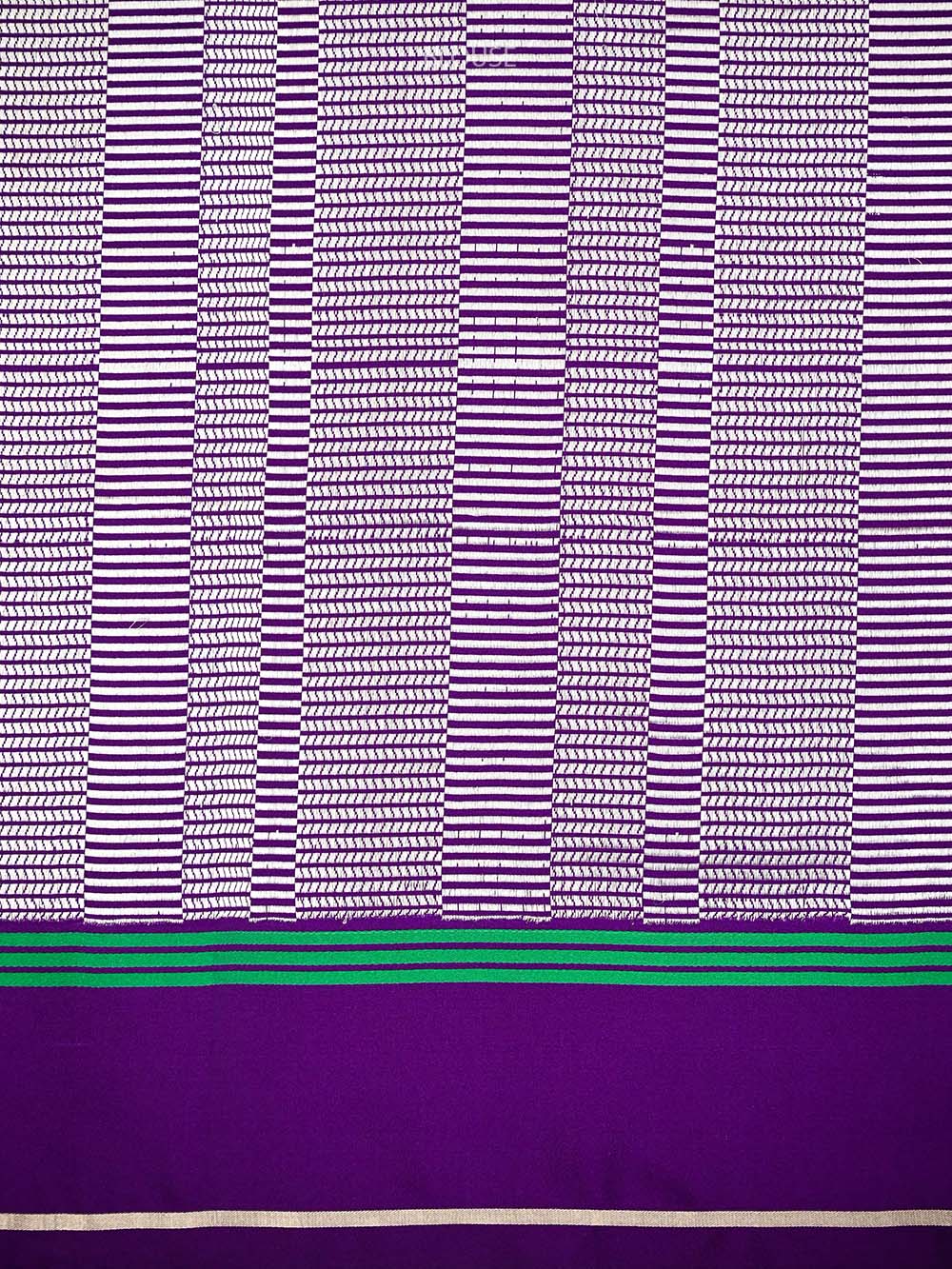 Purple Plain Satin Silk Handloom Banarasi Saree - Sacred Weaves