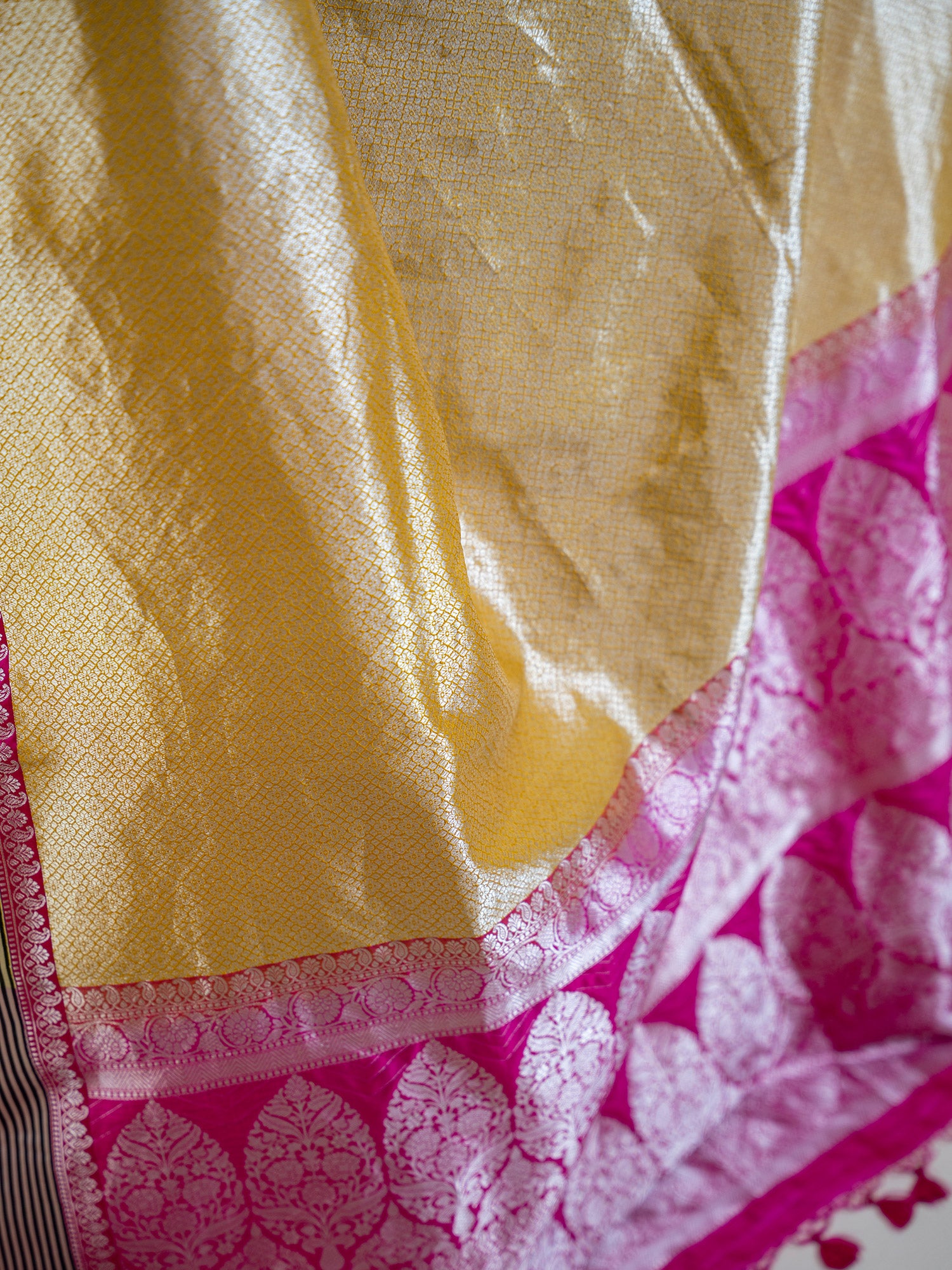 Mustard Silk Brocade Handloom Banarasi Saree - Sacred weaves