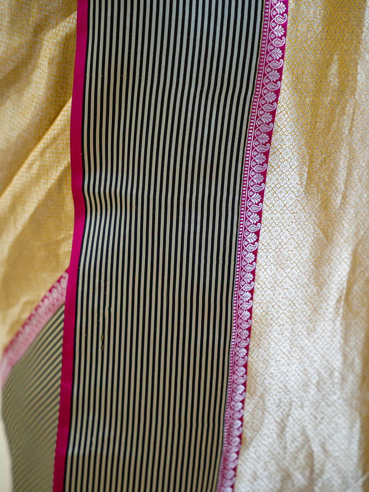 Mustard Silk Brocade Handloom Banarasi Saree - Sacred weaves