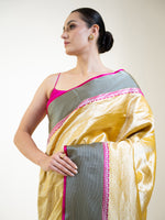 Mustard Silk Brocade Handloom Banarasi Saree - Sacred weaves