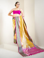 Mustard Silk Brocade Handloom Banarasi Saree - Sacred weaves