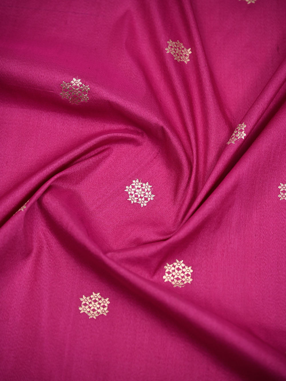 Magenta Booti Tussar Silk Handloom Banarasi Saree - Sacred Weaves